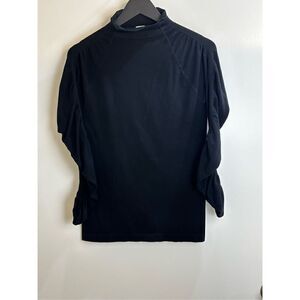 Fabletics black mock turtleneck ruching at shoulders and sleeves Size M